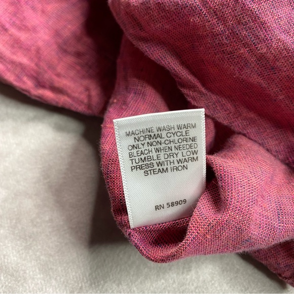 Cremieux Collection Linen Shirt Mens XL Red Lightweight Summer Button Down Shirt - Picture 12 of 16